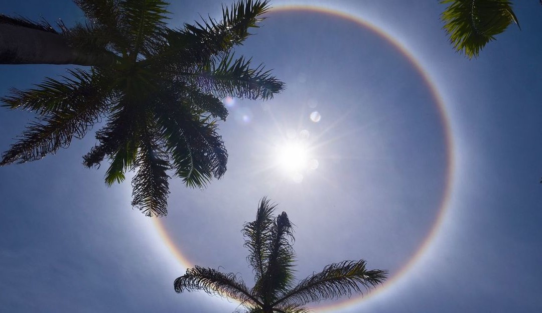 Halo solar é visto no céu de Pernambuco e chama a atenção