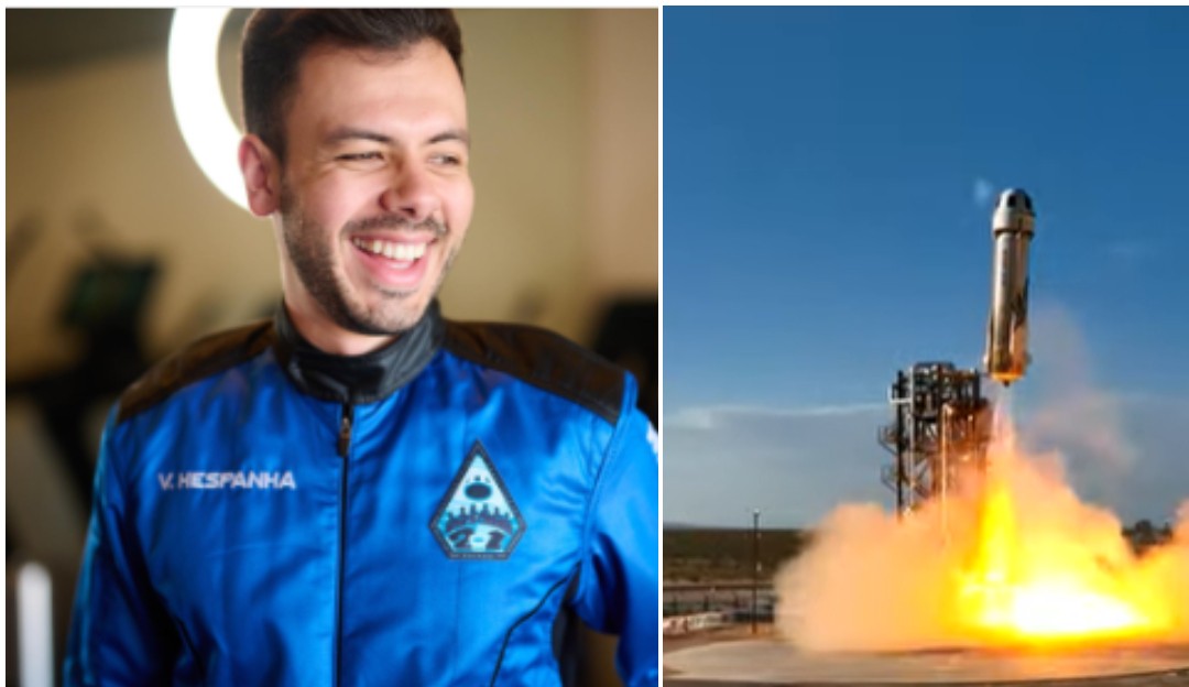 Blue Origin coloca segundo brasileiro em uma viagem espacial que durou dez minutos à bordo da New Sheperd