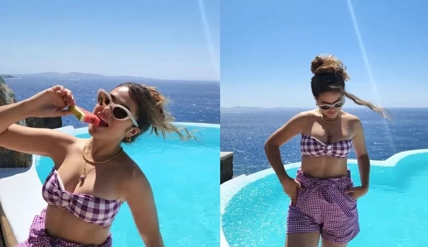Maísa aproveita suas férias em um resort de luxo na Grécia