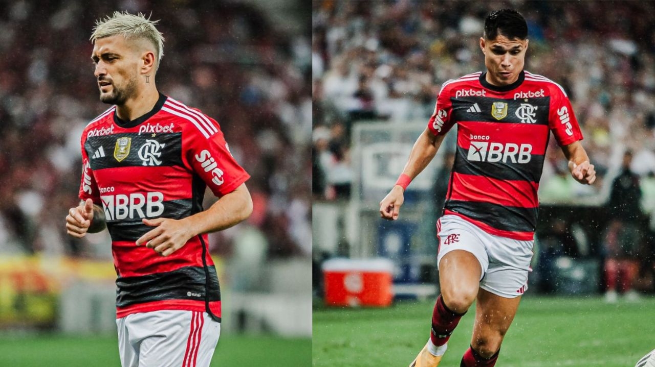 Arrascaeta e Luiz Araújo voltam a treinar com o grupo do Flamengo