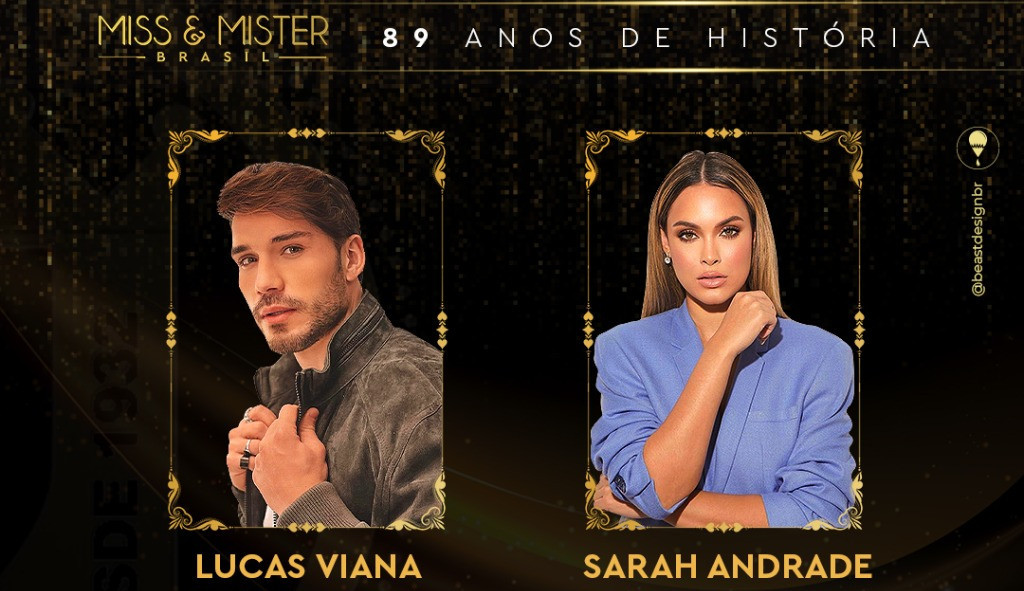 Lucas Viana e Sarah Andrade são os novos apresentadores do Miss e Mister Brasil 2021 que acontece na próxima segunda-feira em Gramado