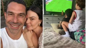 Isis Valverde compartilha cliques com filhos de Marcus Buaiz