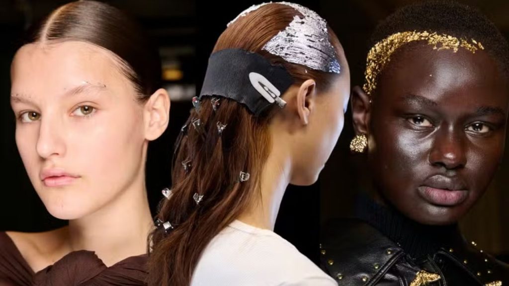 Efeito cromado em make e cabelo de modelos chama atenção na LFW