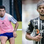 Lucas Romero durante treino do Cruzeiro e Gustavo Scarpa durante jogo do Atlético-MG