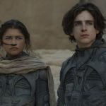 Zendaya e Timothée Chalamet como Chani e Paul Atreides, respectivamente