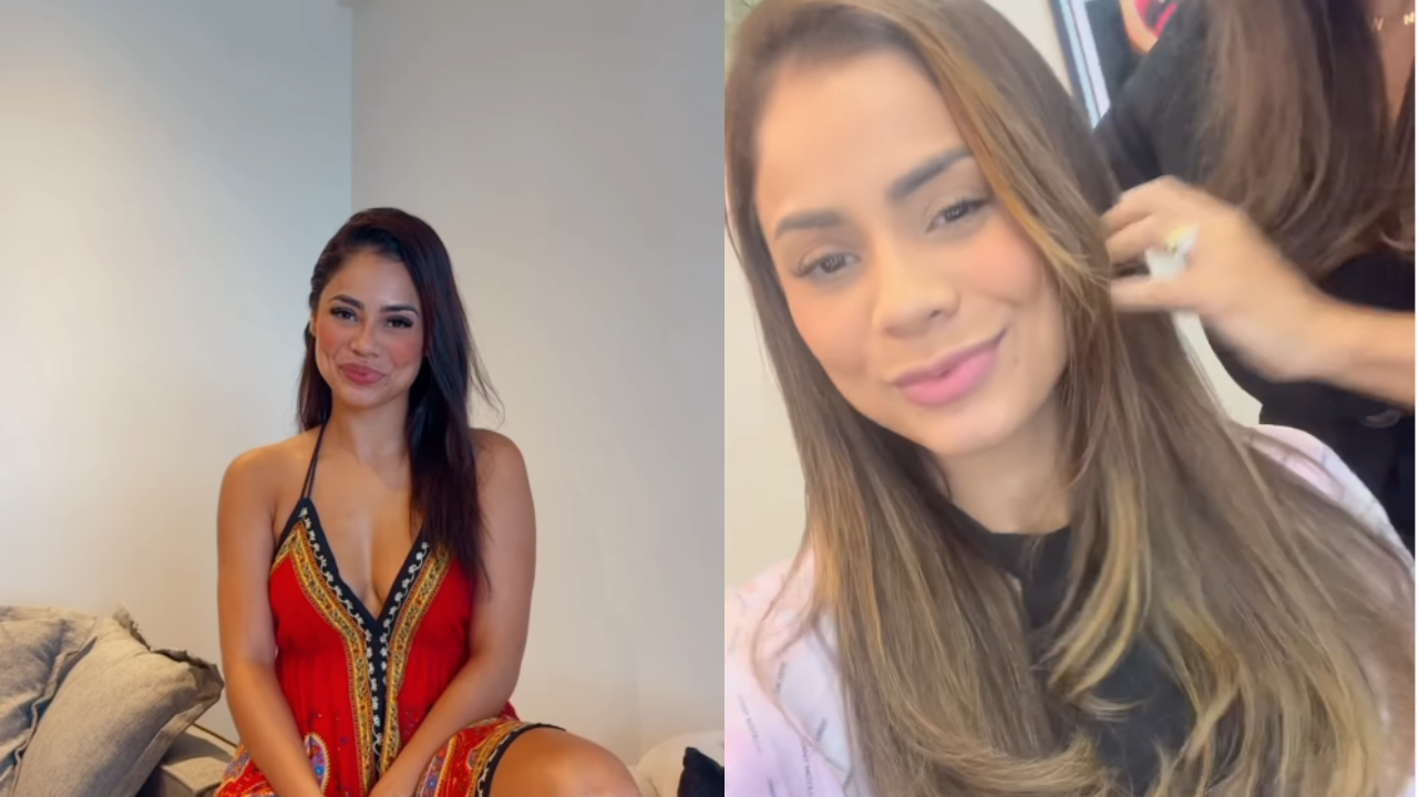 Antes e depois do cabelo da cantora Lexa