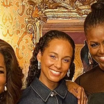 Alicia Keys acompanhada de celebridades no teatro da Broadway como Oprah Winfrey e Michelle Obama