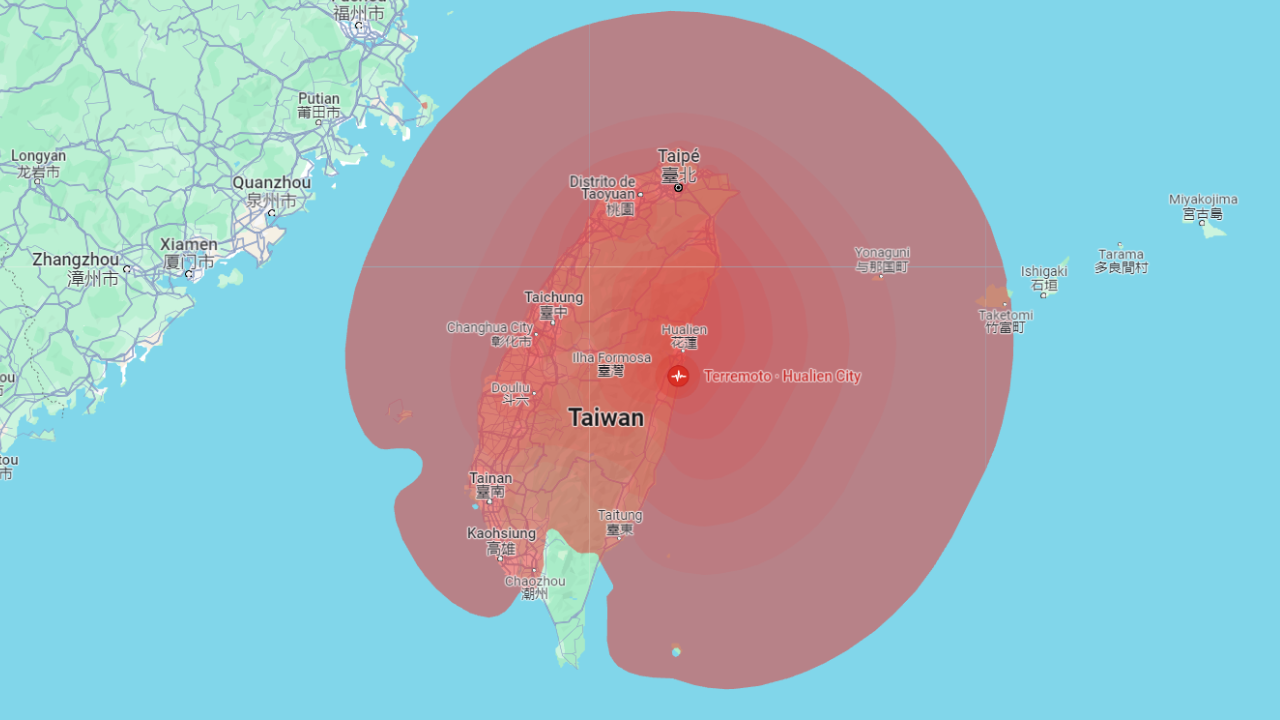 Áreas atingidas pelo terremoto em Taiwan