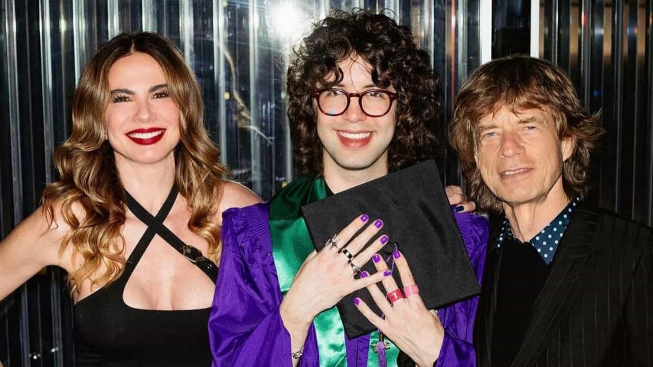 Luciana Gimenez, junto de Lucas e Mick Jagger