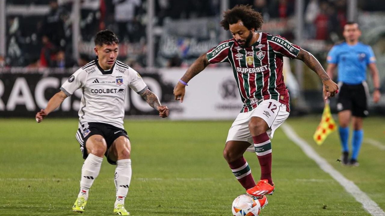 Marcelo durante jogo do Fluminense contra o Colo-Colo, pela Libertadores