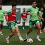 Jogadores do Palmeiras em treino