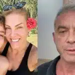 Fotos do Instagram de Ana Hickmann e Alexandre Correa. Na imagem de Ana ela está ao lado do filho, ambos sorriem. Ela está com o cabelo preto, uma regata preta e uma flor vermelha em sua orelha. O filho está sem camiseta. Alexandre veste uma camiseta preta.