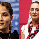 foto destaque da matéria, Salma Hayek e Claudia Sheinbaum