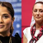 foto destaque da matéria, Salma Hayek e Claudia Sheinbaum