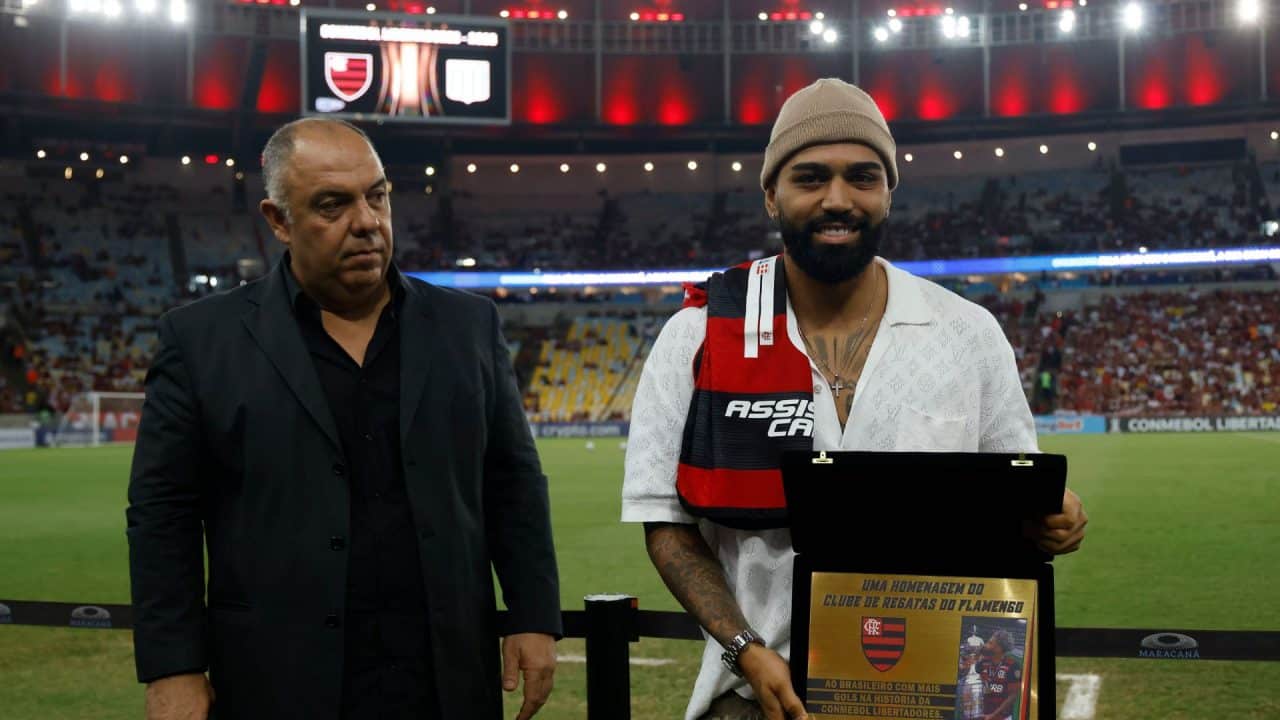 Gabigol e Marcos Braz no Maracanã