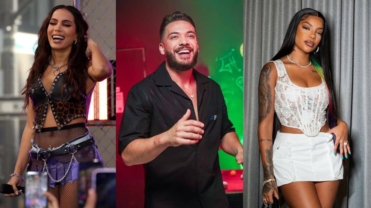 Imagem com os cantores Anitta, Wesley Safadão e Ludmilla