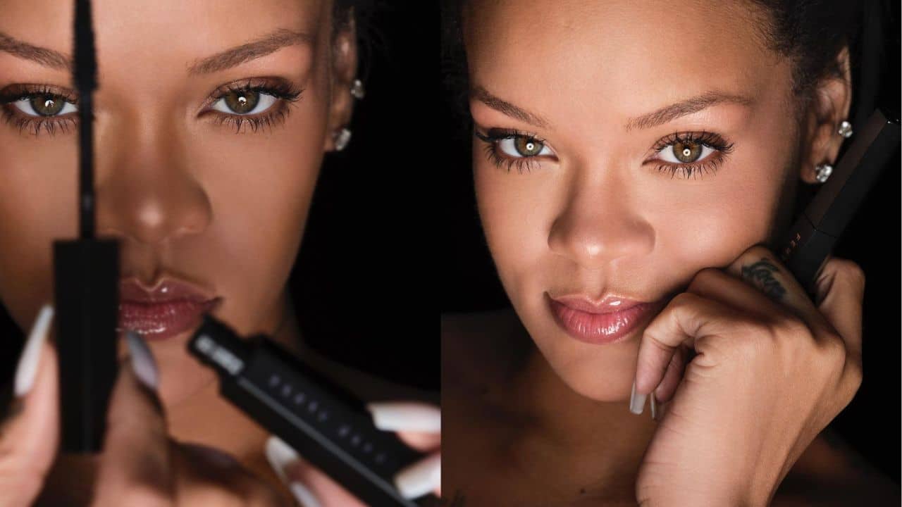 Cantora Rihanna em divulgação dos produtos da Fenty Beauty