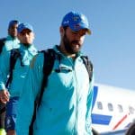 Jogadores da Seleção desembarcando no Texas