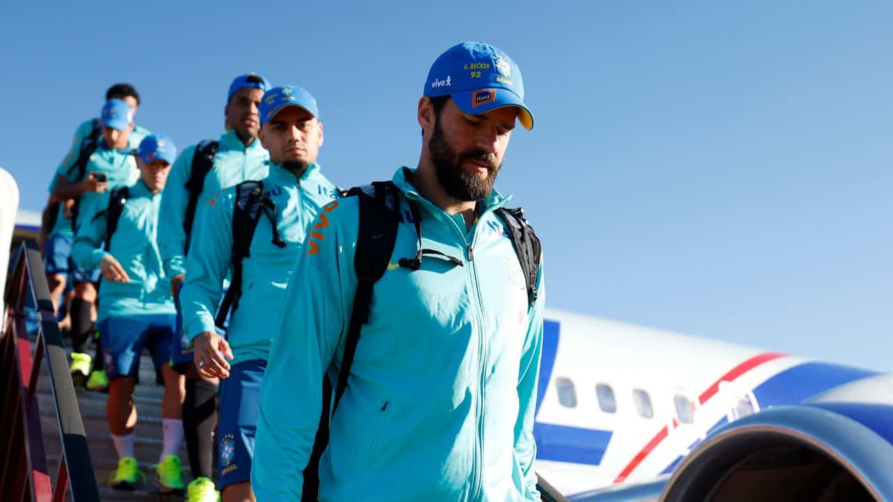 Jogadores da Seleção desembarcando no Texas