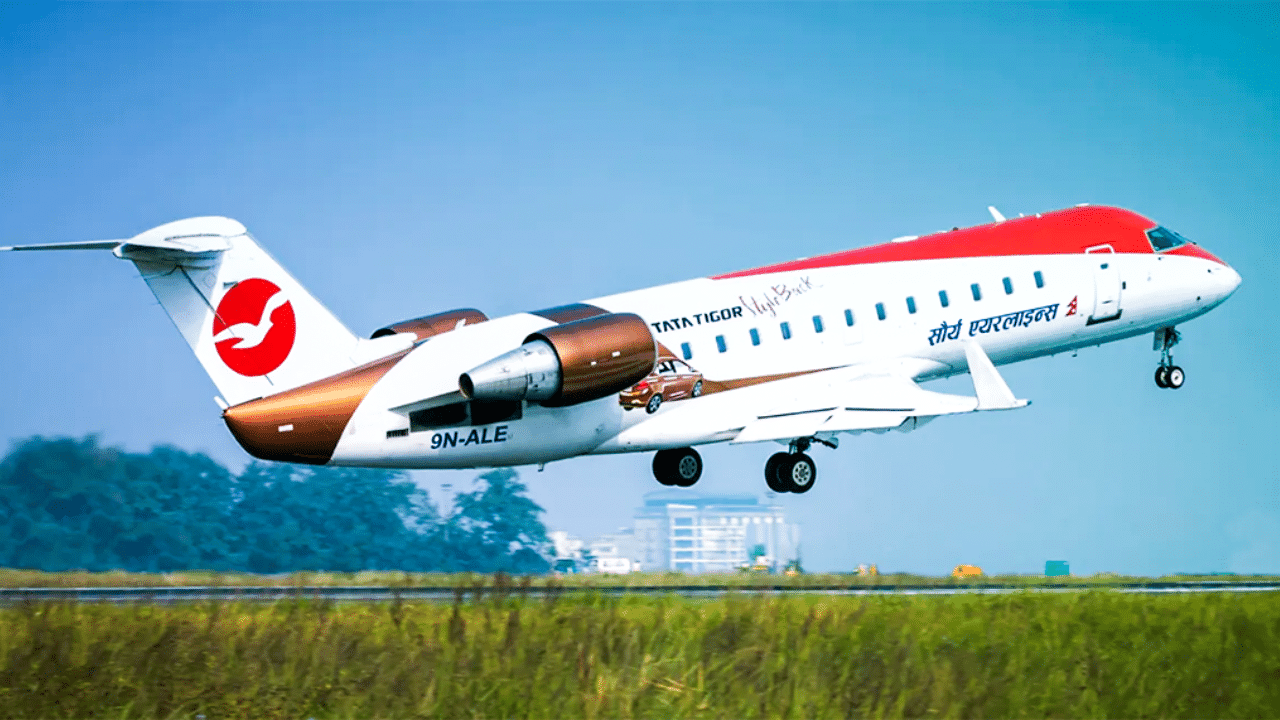 Avião da linha Saurya Airlines, companhia aérea responsável pela decolagem do acidente.