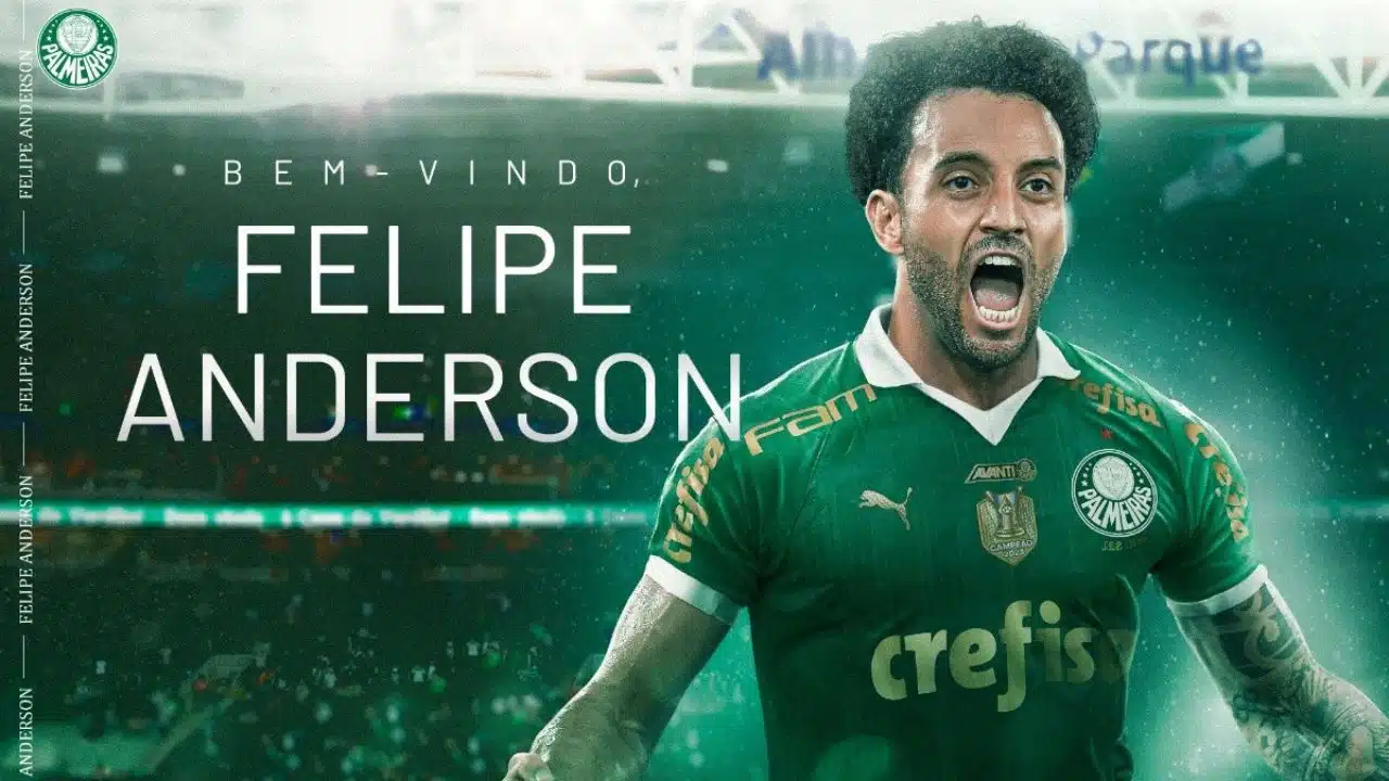 Imagem divulgada pelo Palmeiras para anunciar Felipe Anderson