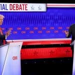 Trump e Biden durante o primeiro debate presidencial