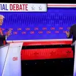 Trump e Biden durante o primeiro debate presidencial