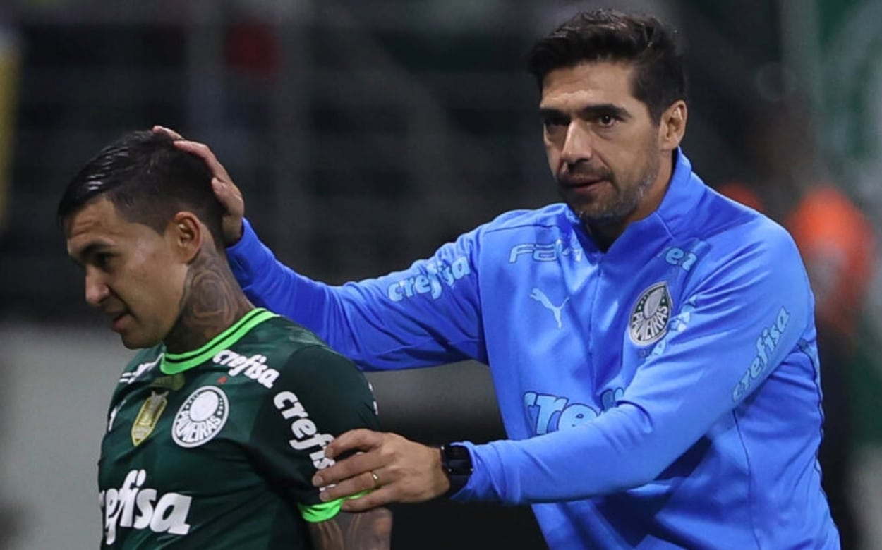 Dudu e Abel Ferreira durante uma partida