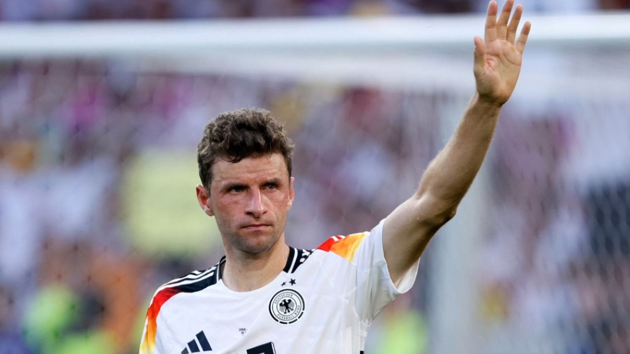 Thomas Müller durante o jogo das quartas de final contra a Espanha