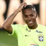 Robinho em um treino da Seleção Brasileira