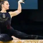 Pauline durante o treino de pódio