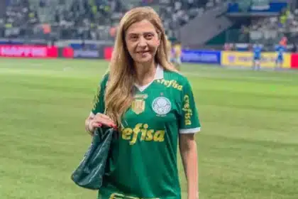 Leila Pereira em dia de jogo do Palmeiras