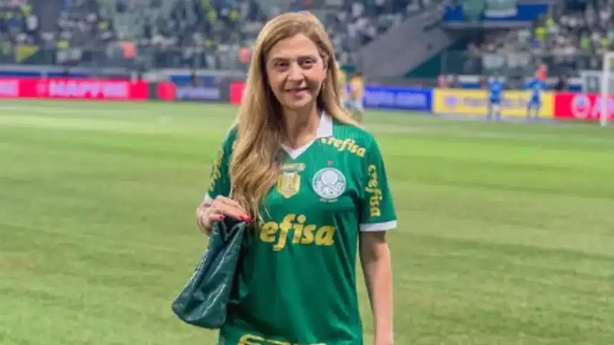 Leila Pereira em dia de jogo do Palmeiras