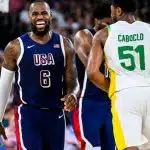 LeBron James durante partida contra o Brasil nas quartas de final das Olimpíadas de Paris 2024