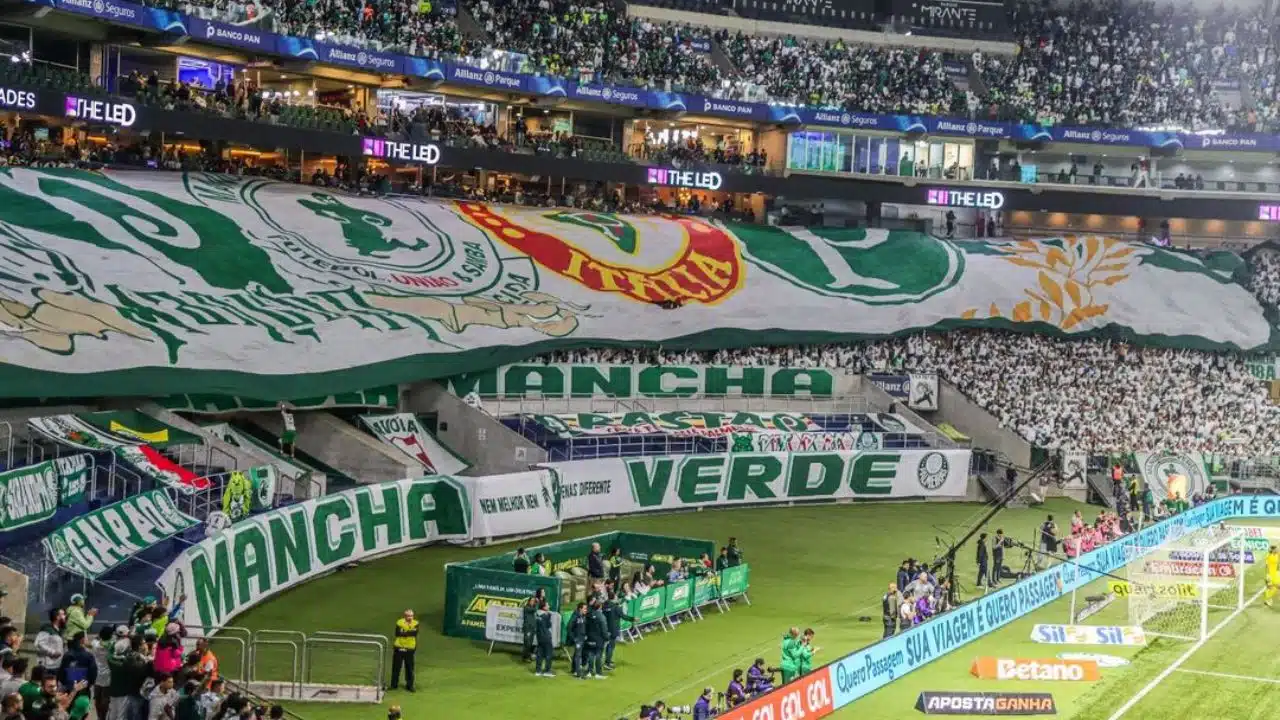 Faixas da Mancha Verde durante jogo válido pela 18ª rodada do Campeonato Brasileiro