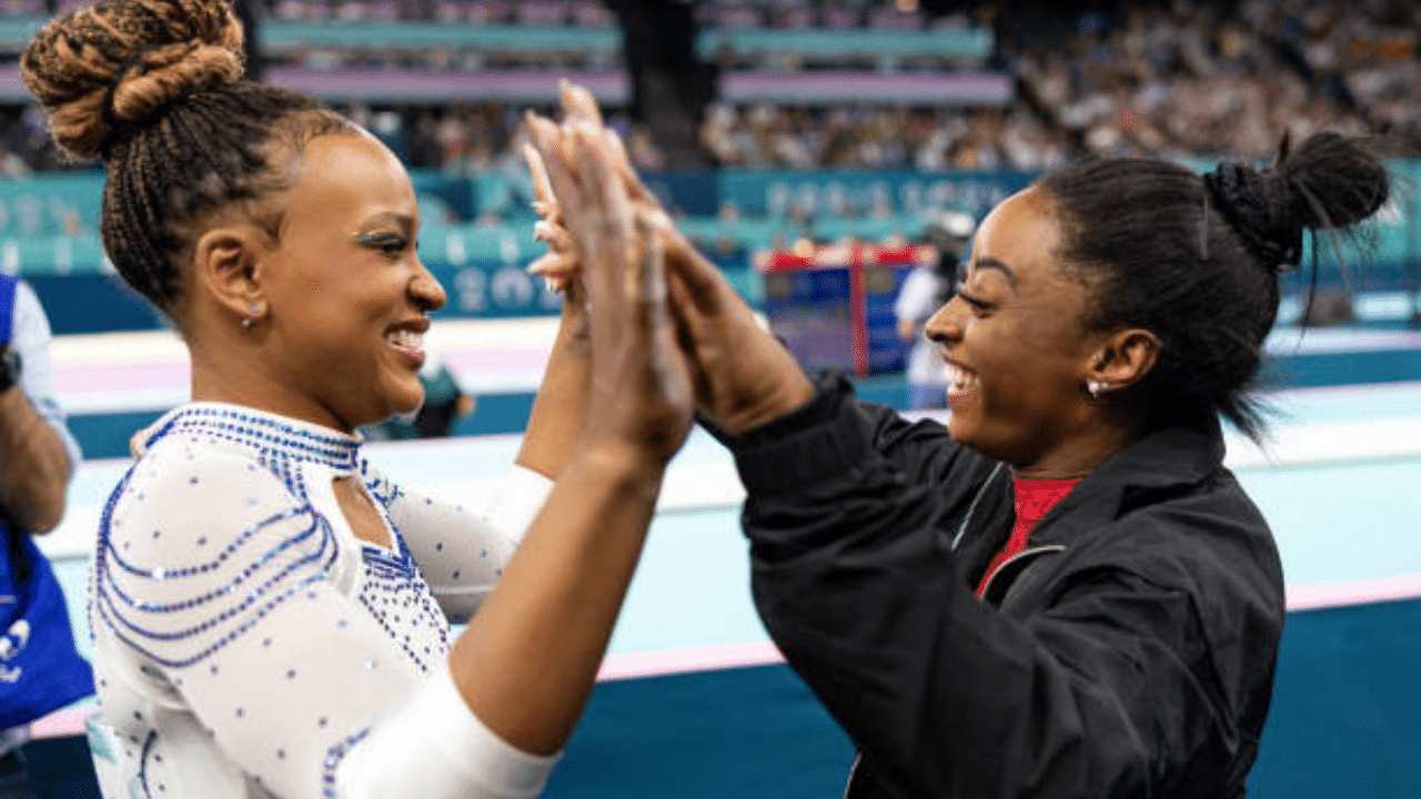 Simone Biles e Rebeca Andrade na Olimpiada de Paris