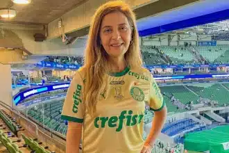 Leila Pereira em jogo do Palmeiras