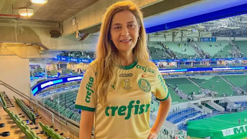 Leila Pereira em jogo do Palmeiras