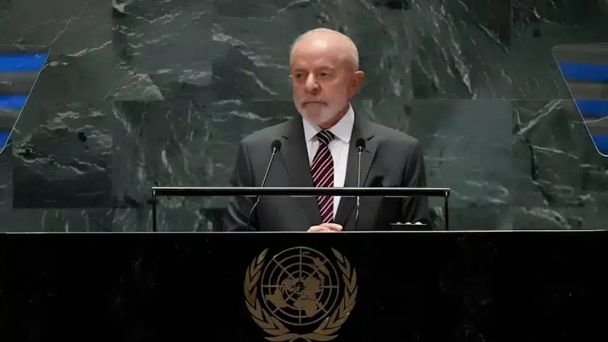 Presidente Lula discursando na Assembleia Geral da ONU em Nova York