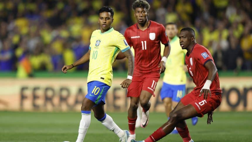 Rodrygo em ação contra o Equador