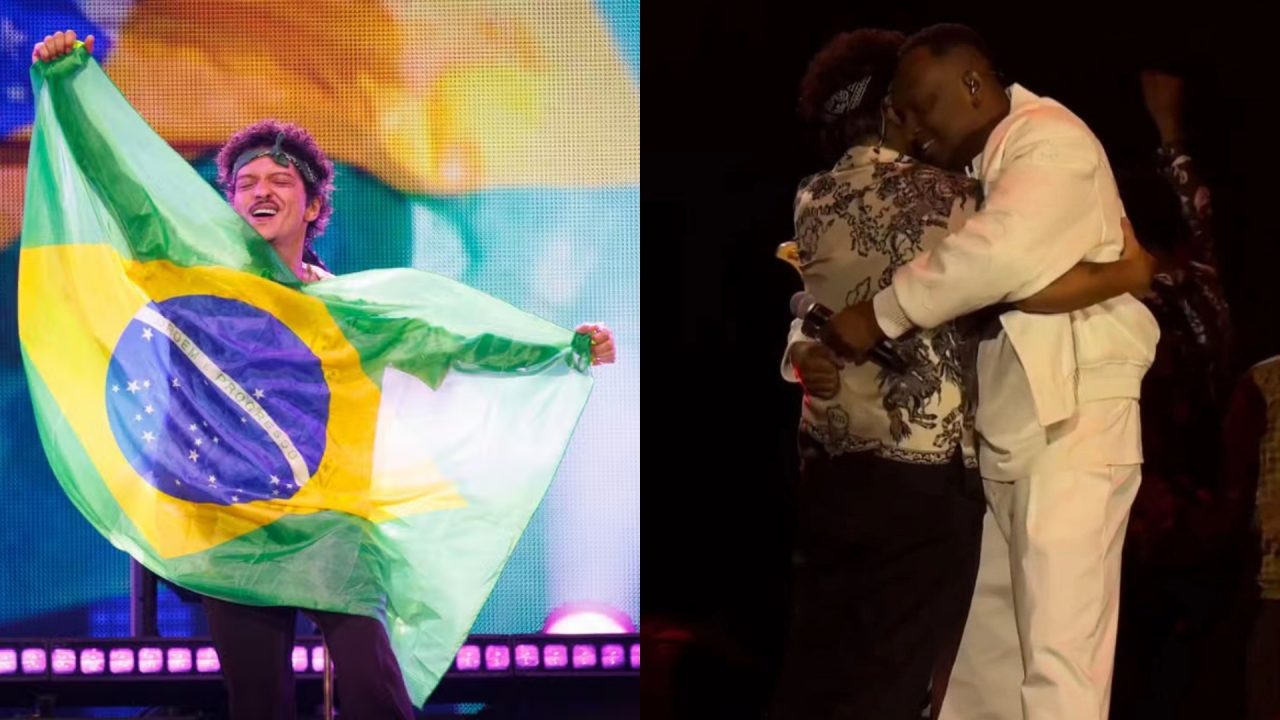 Bruno Mars e Thiaguinho em show no Morumbi