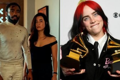 Donald Glover e Maya Erskine na primeira temporada da série, ao lado da cantora Billie Eilish cotada para o segundo ano