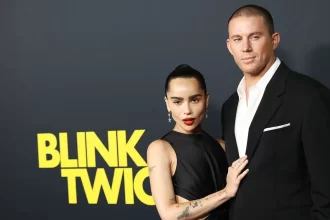 Zoë Kravitz e Channing Tatum na estreia de 'Pisque Duas Vezes'