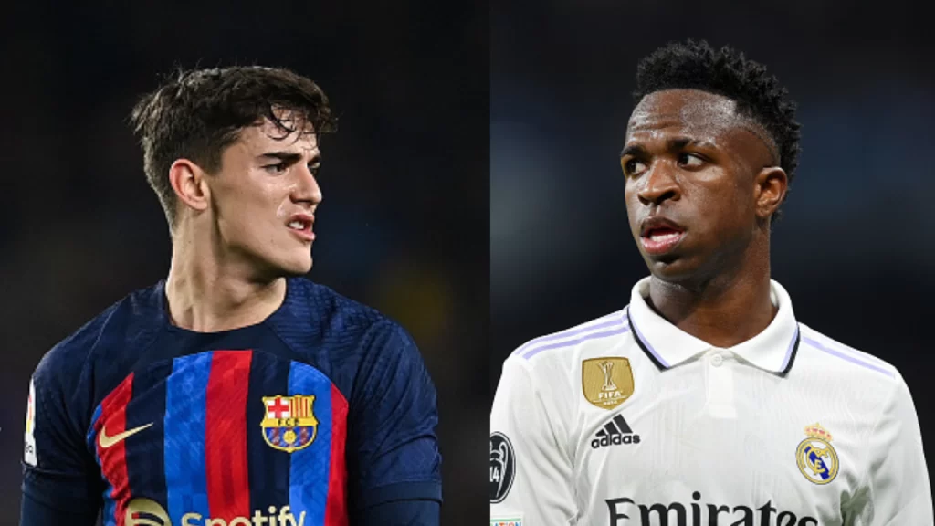 Barcelona x Real Madri: Gavi provoca Vini Jr. com gesto de goleada durante partida