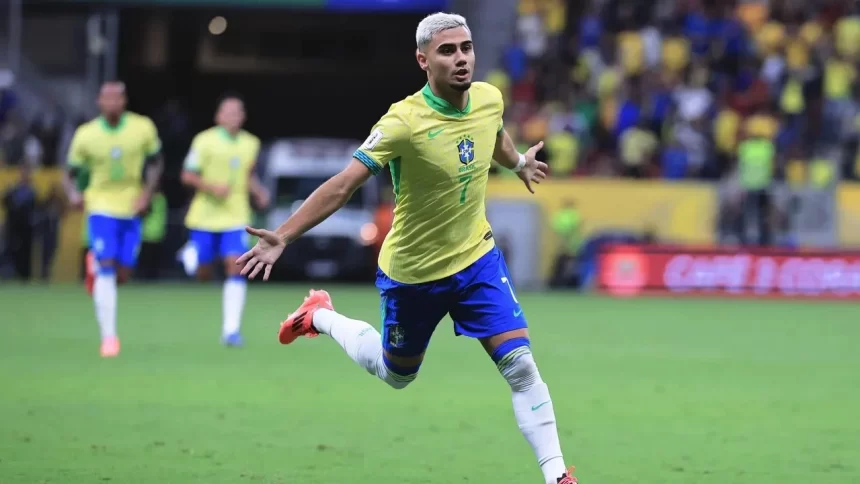 Foto destaque: Andreas Pereira comemorando gol contra o Peru (reprodução/ettore chiereguini/AGIF)