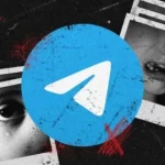 imagem destaca o grave problema da pedofilia na internet, com o logotipo do Telegram cercado por rostos de crianças, indicando a negligência da plataforma no combate a esse tipo de crime