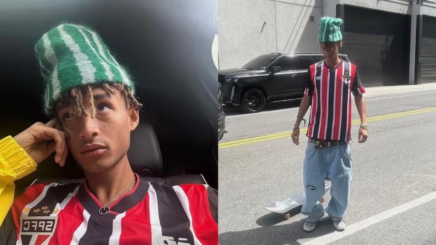 Jaden Smith com camisa do São Paulo