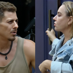 Sacha e Flor discutem durante A Fazenda 16, com expressões tensas, evidenciando o clima de conflito no reality show