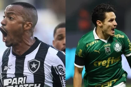 Foto destaque: Marlon Freitas (BOT) e Rapahel Veiga (PAL) (Reprodução: Vítor Silva/BFR/Cesar Greco)