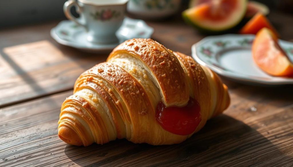 croissant com geléia de frutas